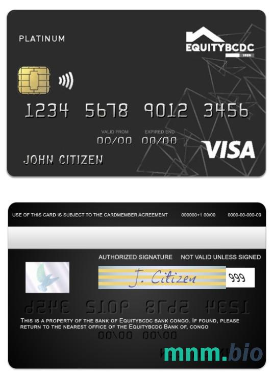 Congo EquityBCDC bank Visa Debit Platinum karta przykład w formacie PSD